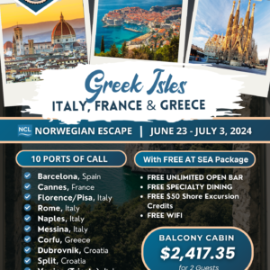 Italy, France, & Greece